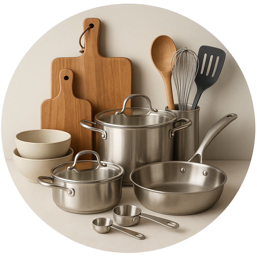 circle photo of kitchenware, make it a real photo
